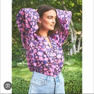 The Odells Deborah Top 100% Ramie Balloon Sleeve Size XL